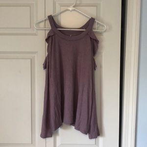 Cold shoulder purple sweater